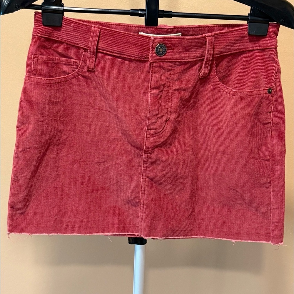 Abercrombie & Fitch Women's Y2K Mini Skirt Red Corduroy Preppy Cabincore 2